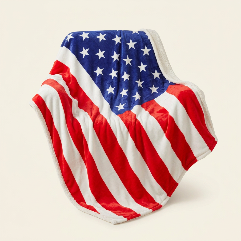 American Flag Fleece Blanket USA Stars and Stripes Patriotic Throw Military & Veteran Gift, Americana Home Decor Cozy Warm Holiday Present