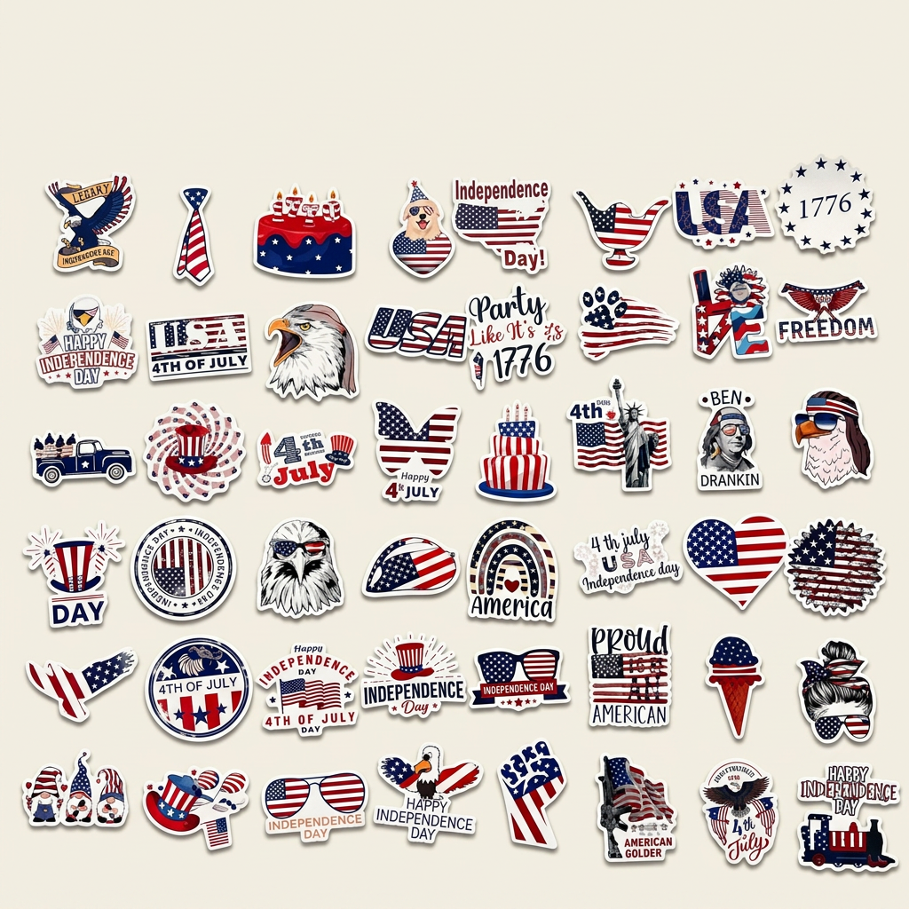 Patriotic USA Stickers: 4th of July Independence Day Vinyl Decals