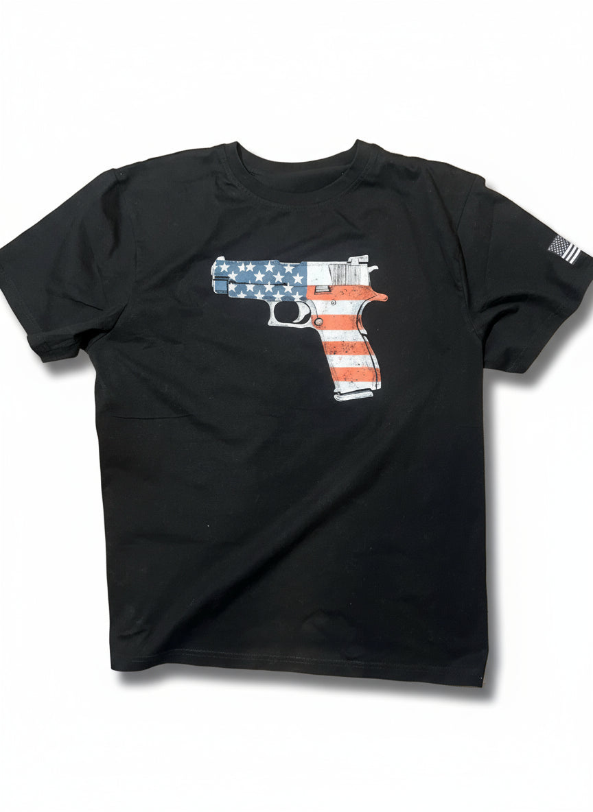 American Flag Pistol Black T-Shirt