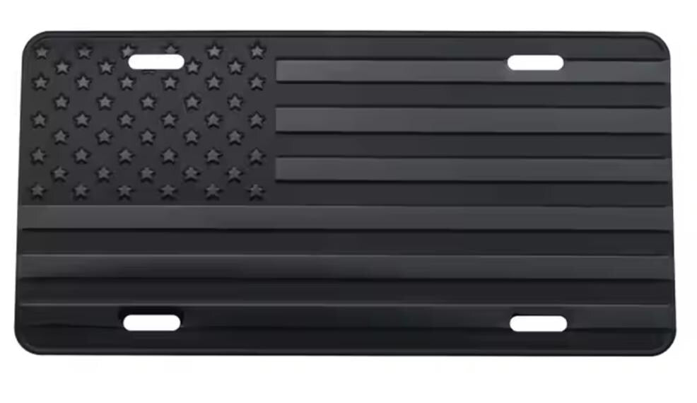 Matte Black American Flag Vanity Plate