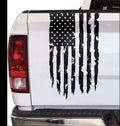 Distressed American Flag Tailgate Decal – 12x20 Black Vinyl Truck Sticker