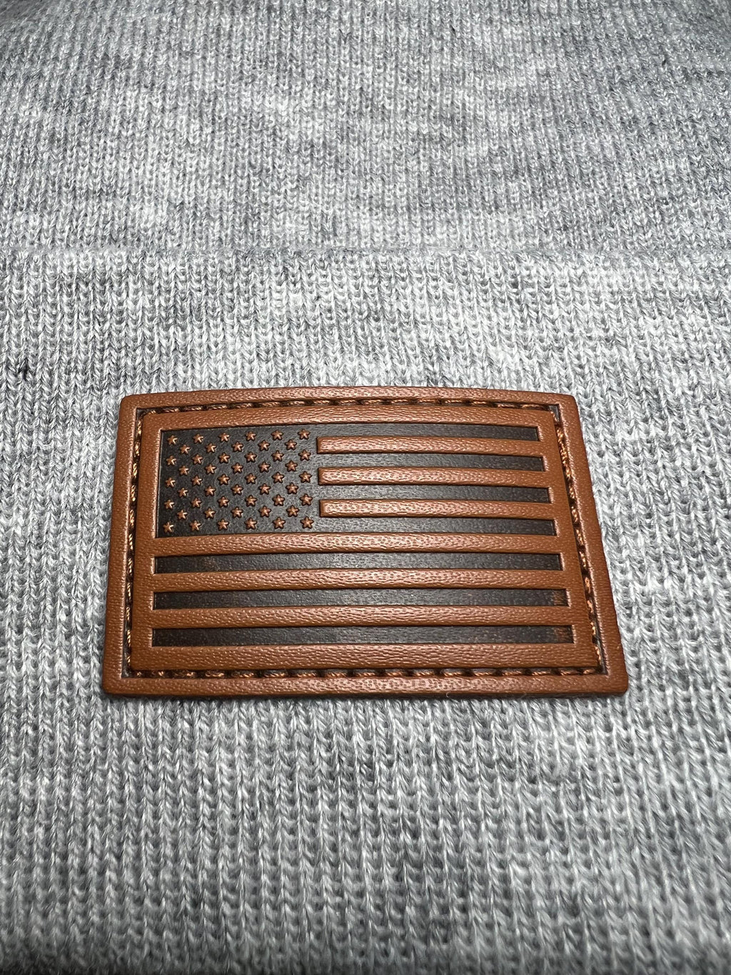 Grey American Flag Cuffed Beanie