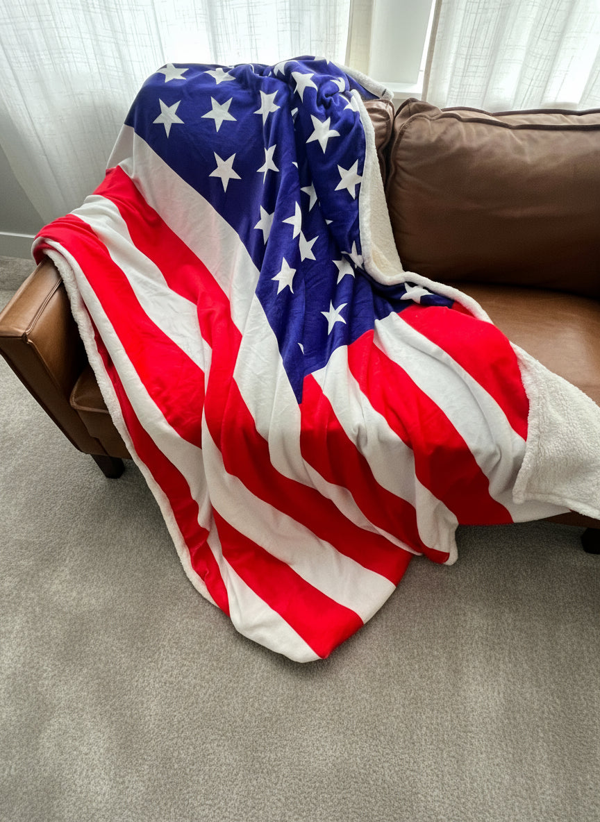 American Flag Fleece Throw Blanket