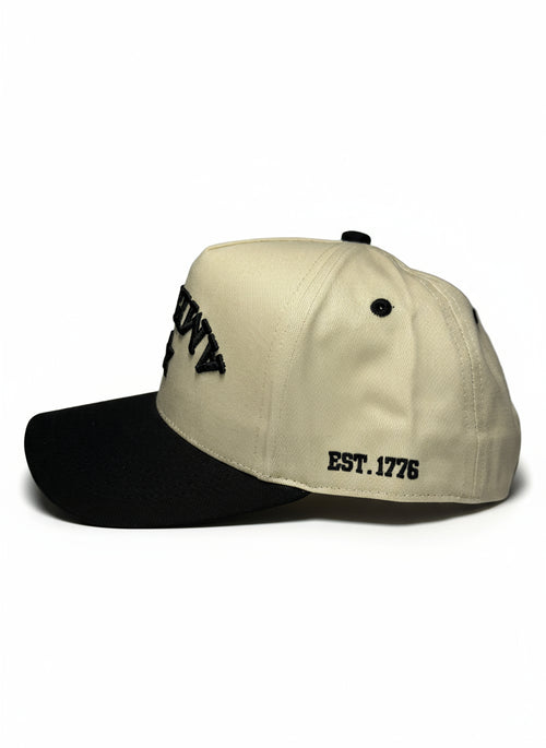 America Backwards Upside Down Hat - Black/Cream
