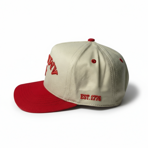 America Backwards Upside Down Hat - Red/Cream