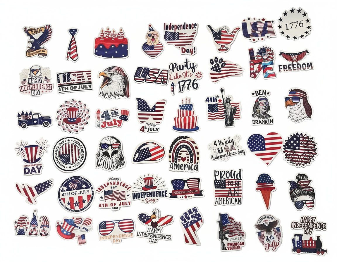 50 Patriotic USA Sticker Bundle