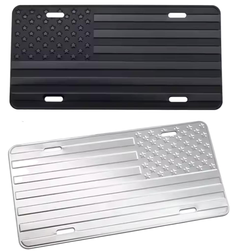 Matte Black American Flag Vanity Plate