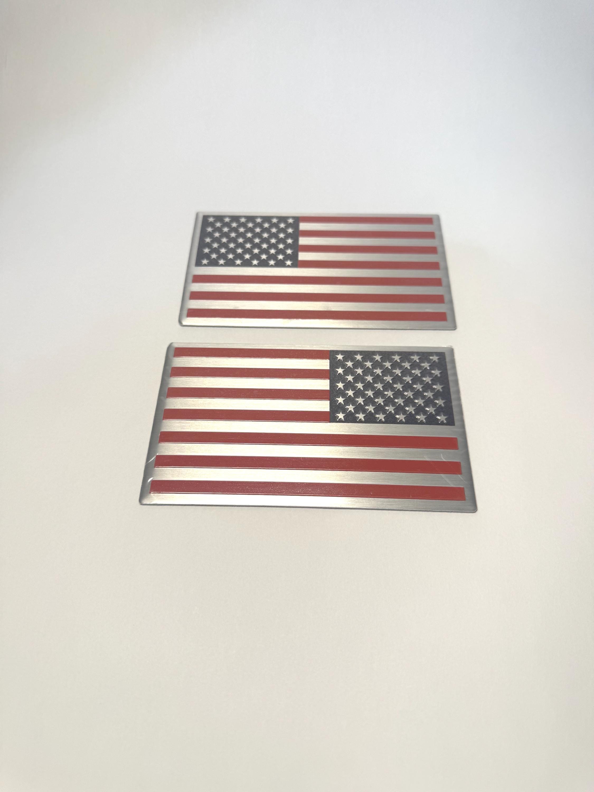 American Flag Decal: Red White Blue Metal Vinyl Sticker (5x3)